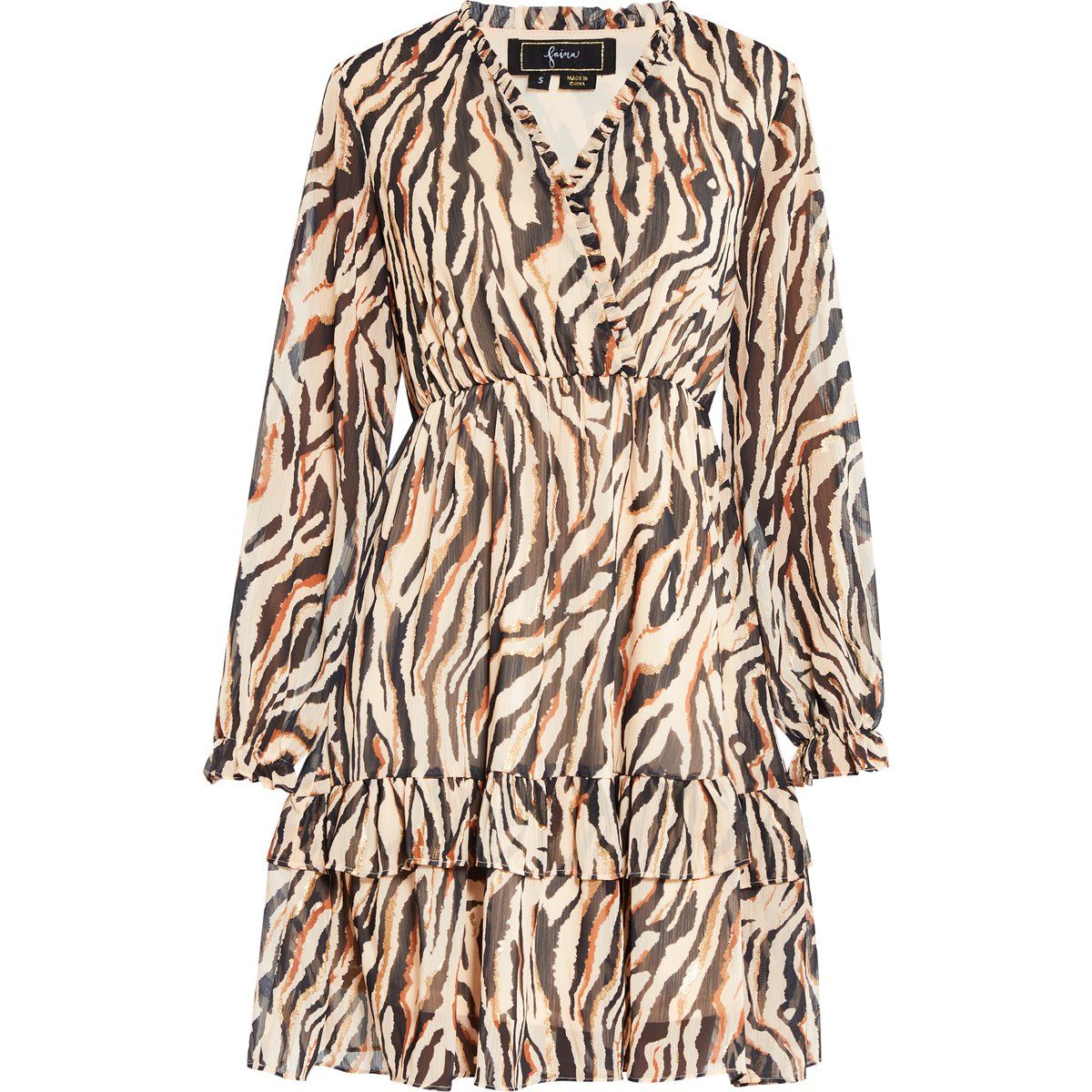 Mini-Kleid mit Tigerprint und Rüschen