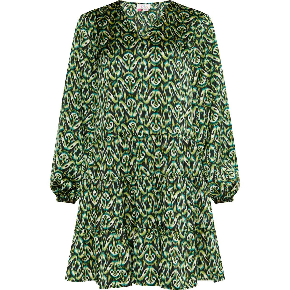 Gestuftes Tunikakleid mit Ikat-Print