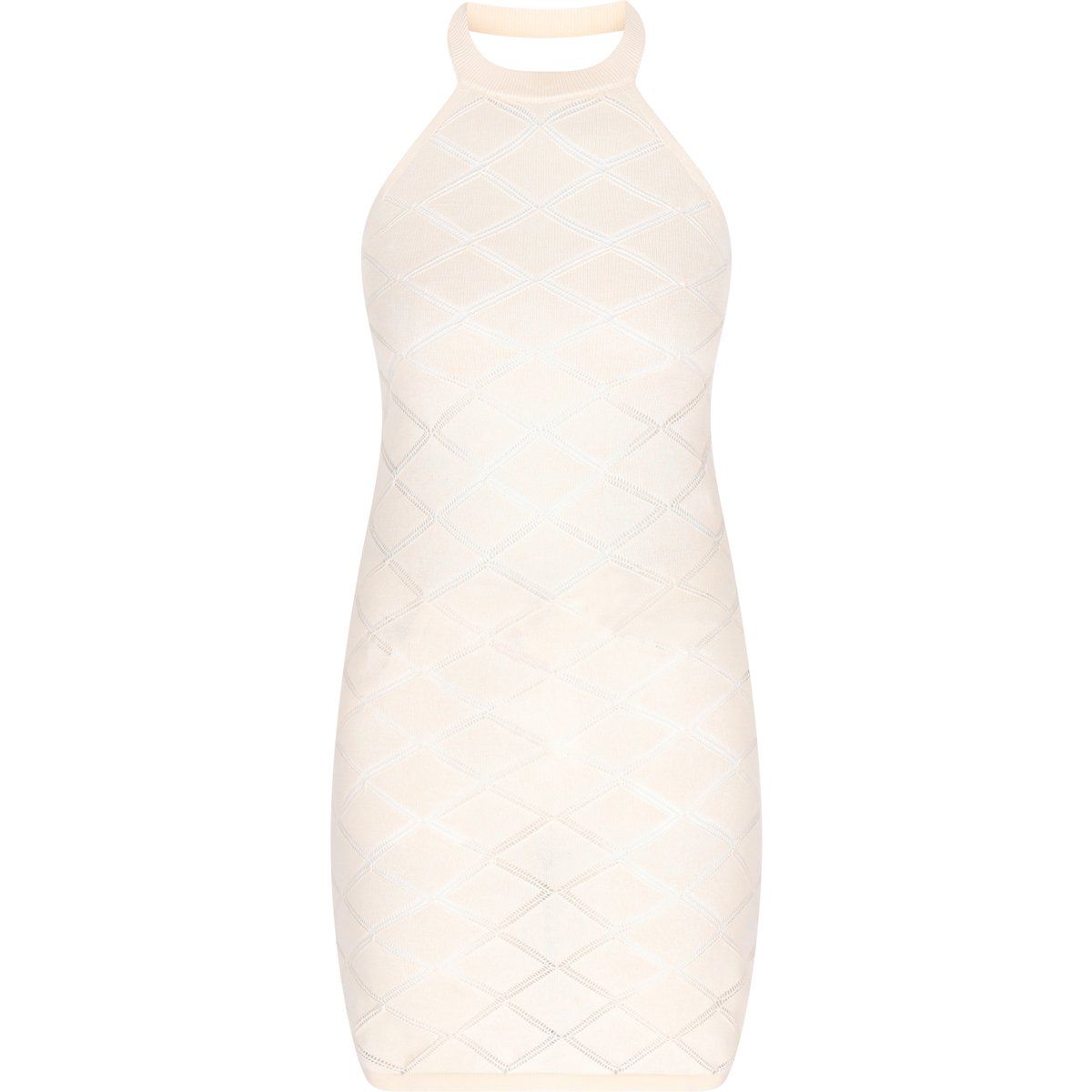 Minikleid mit Rautenstrick und Neckholder
