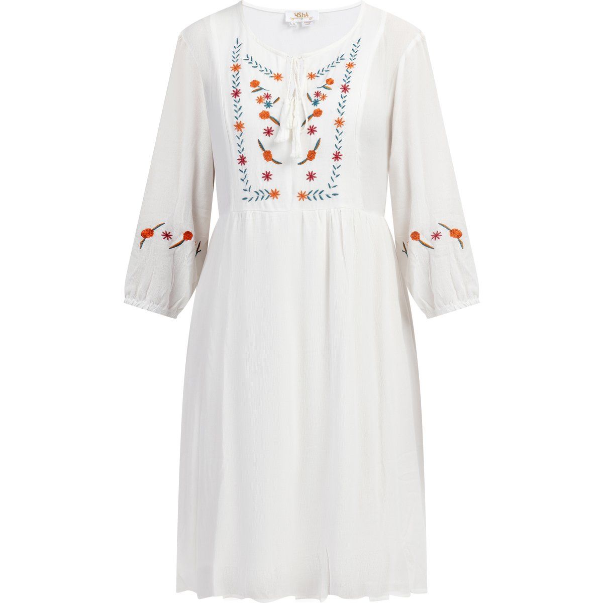 Besticktes Boho-Kleid mit Quasten