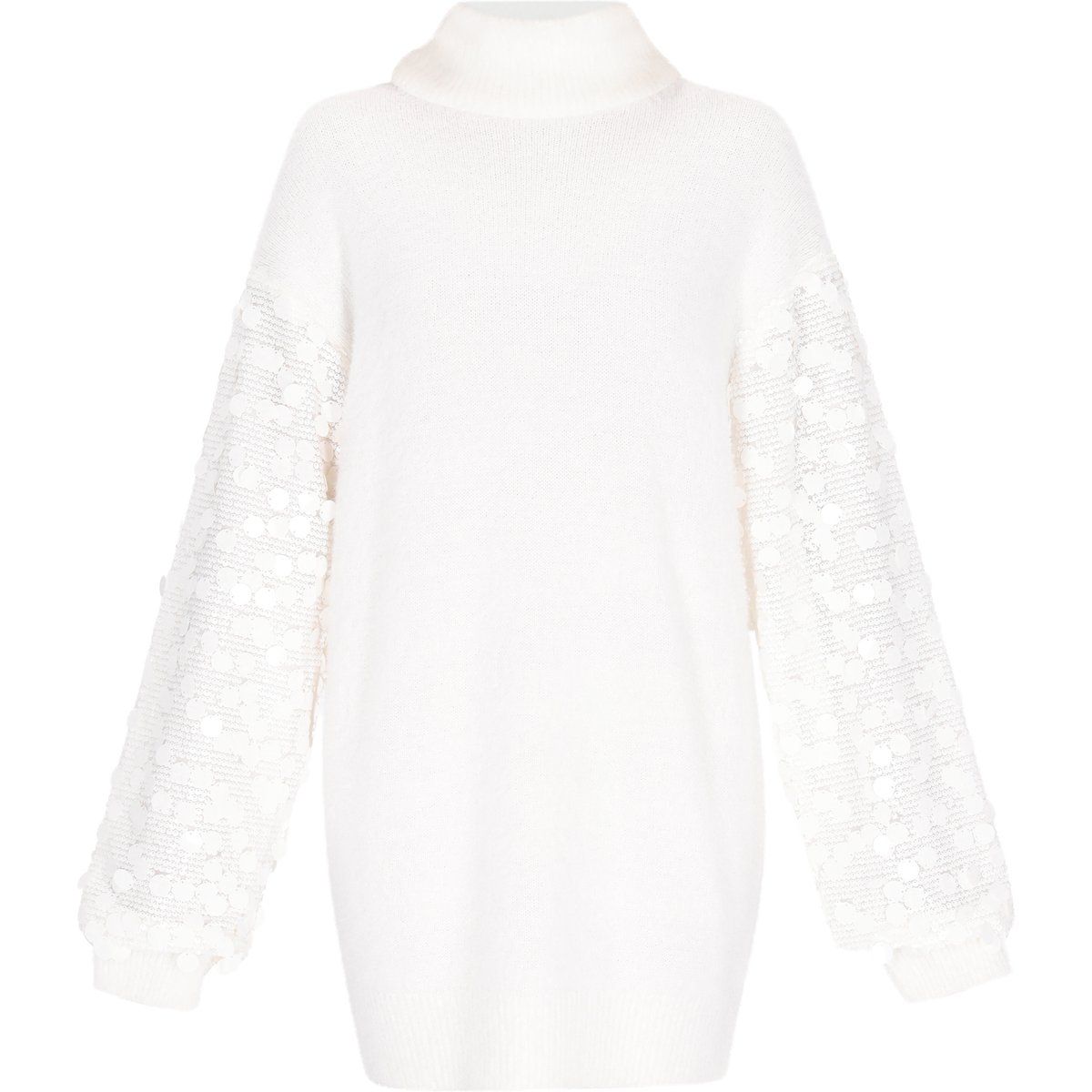 Oversized Strickkleid mit Paillettenärmeln