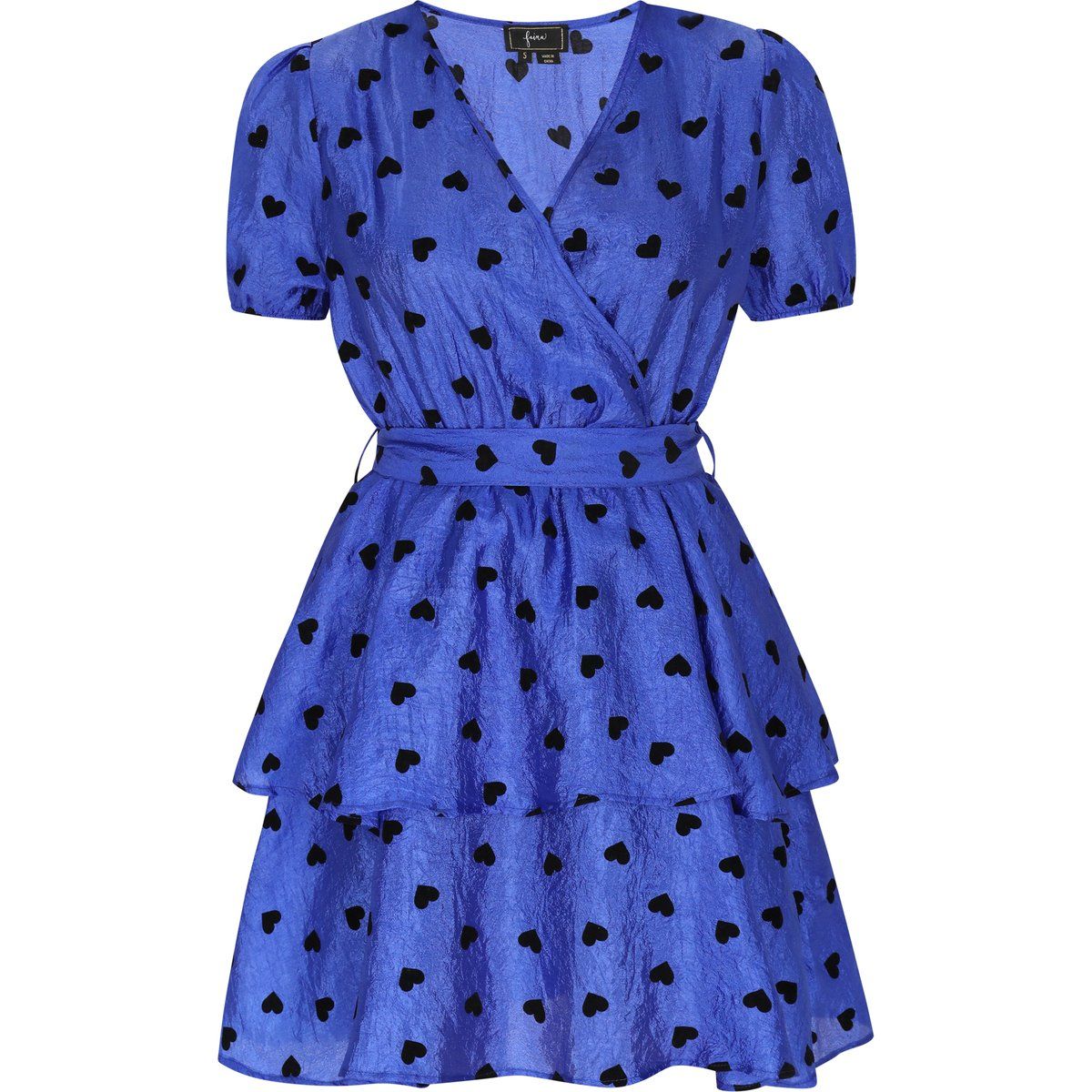 Stufen-Wickelkleid mit Herz-Print