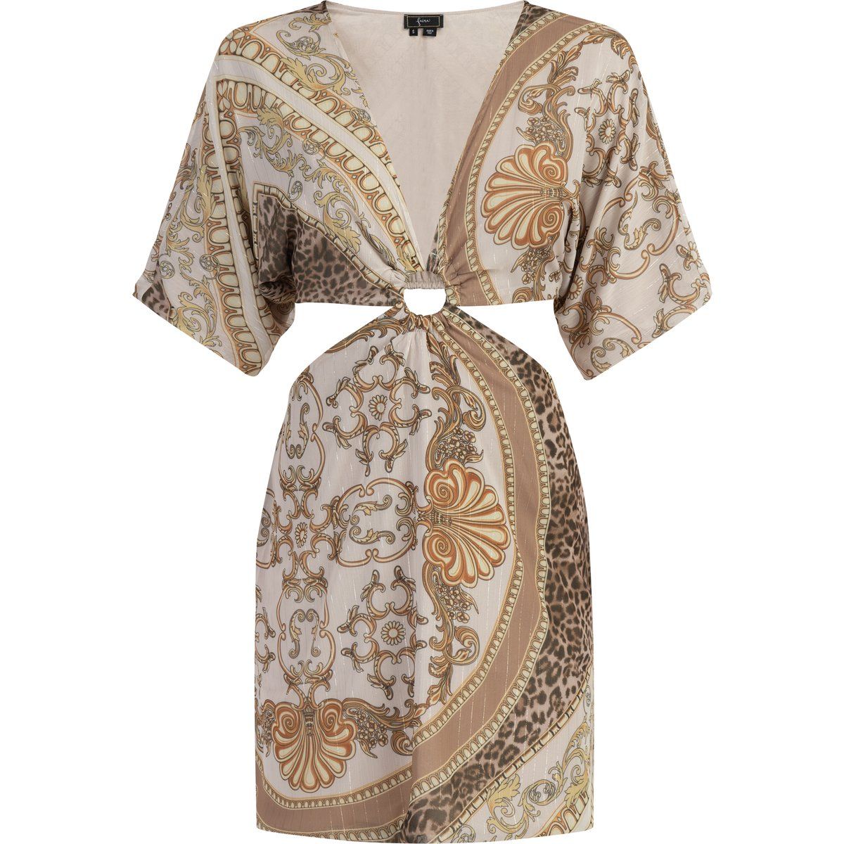 Mini-Kleid mit Print und Cut-outs