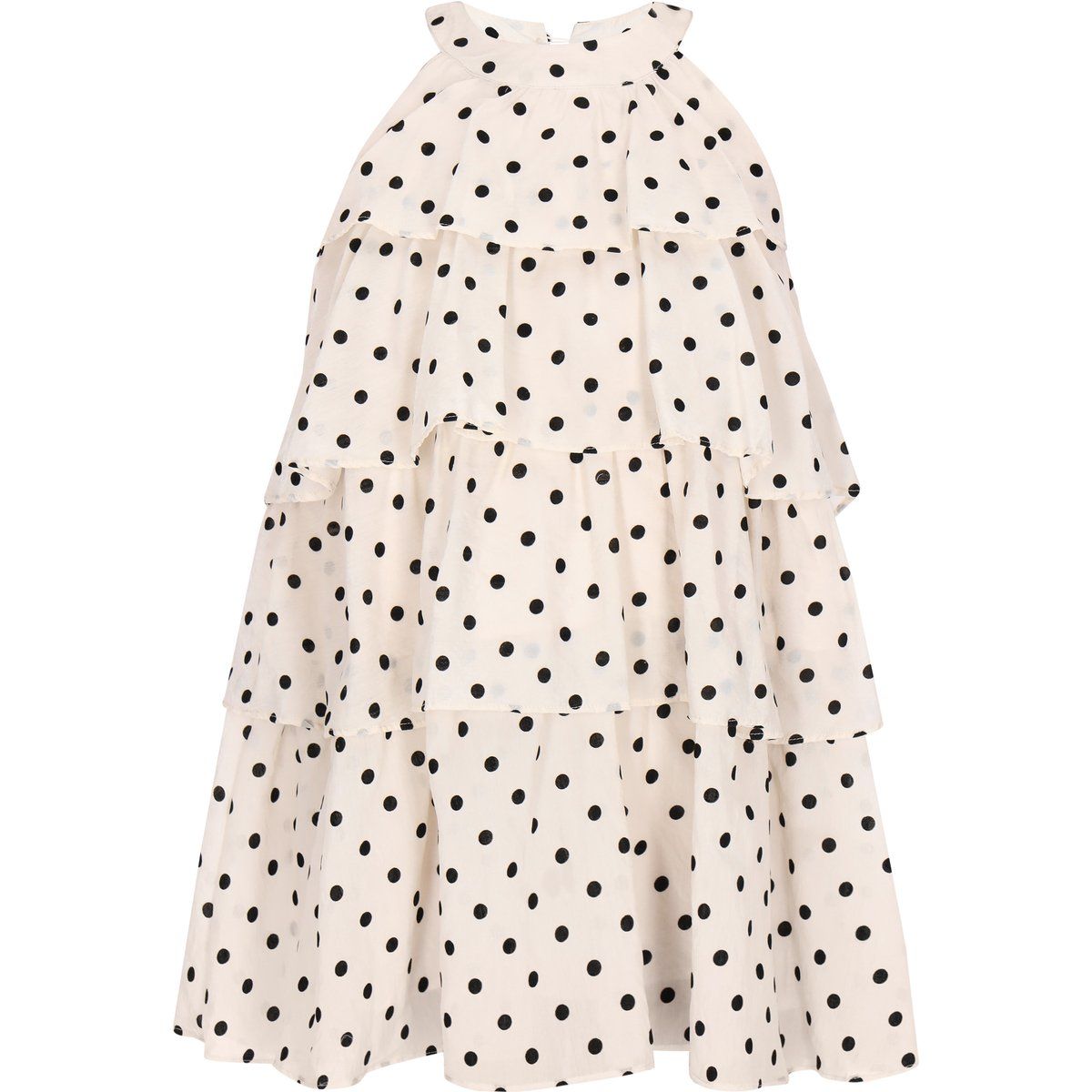 Gestuftes Polka-Dot Neckholder-Minikleid