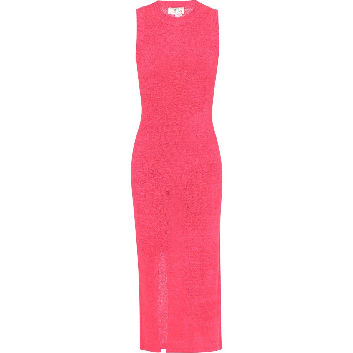 Ärmelloses Strick-Midikleid mit Gehschlitz