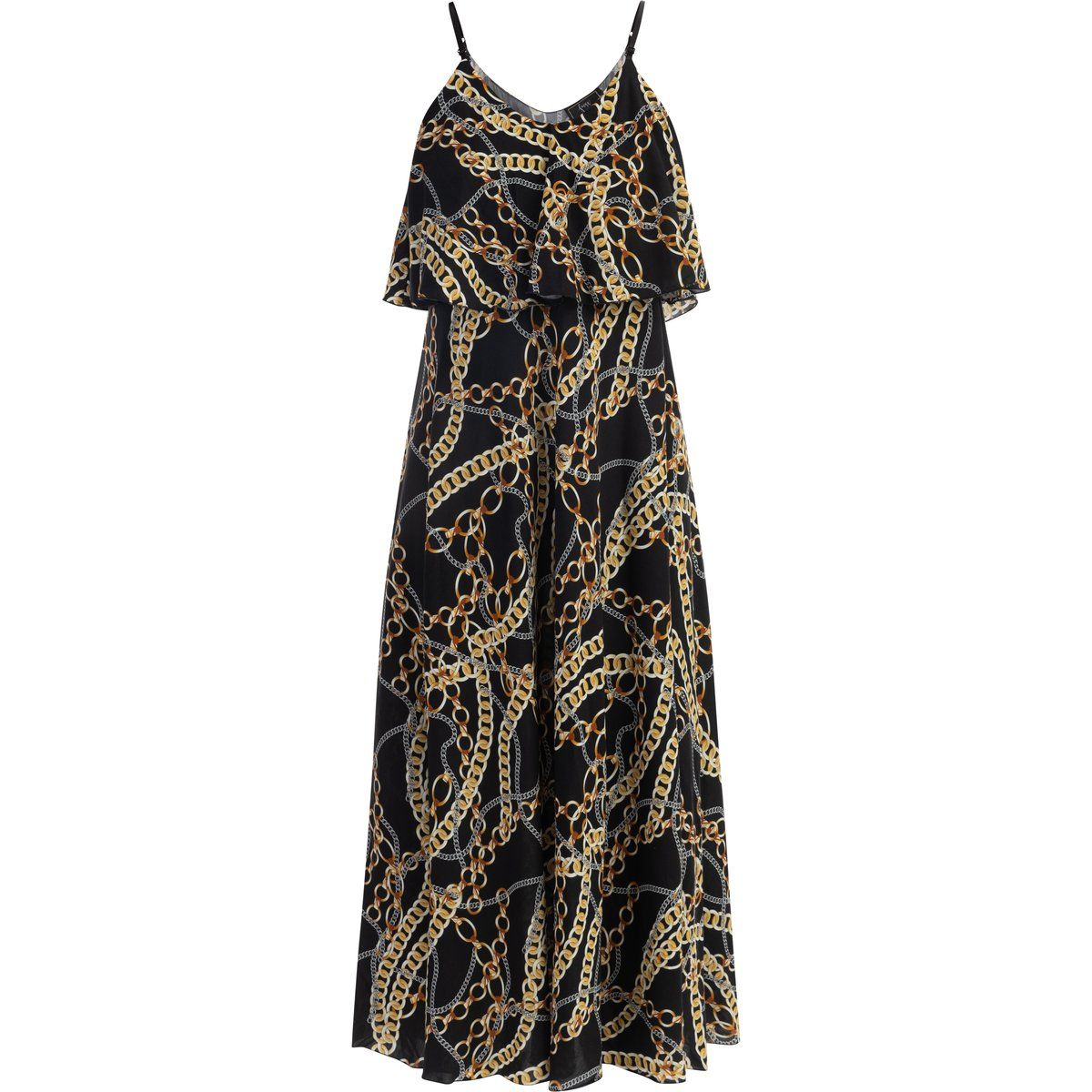 Maxikleid mit Kettenprint im Lagenlook