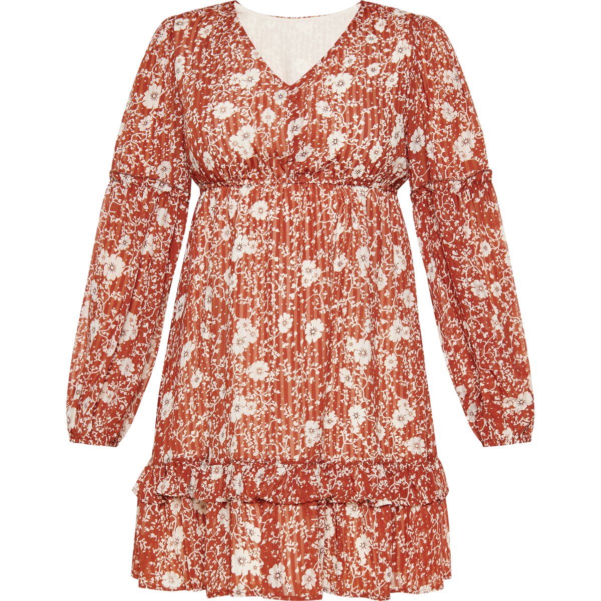 Florales Boho-Minikleid mit V-Ausschnitt