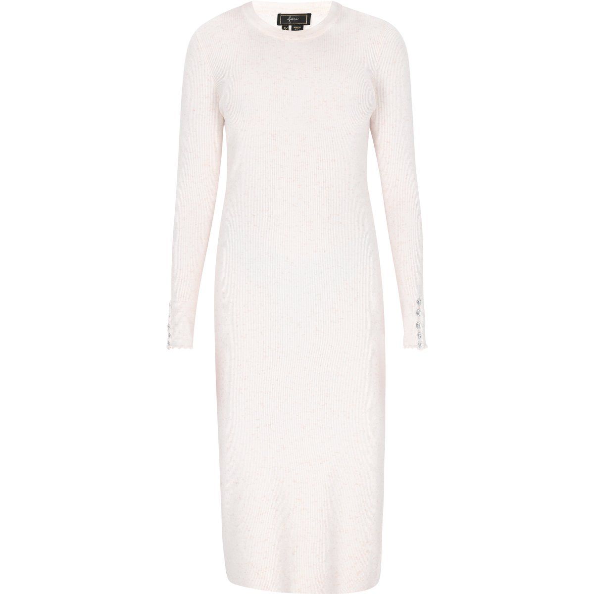 Geripptes Strick-Midikleid mit Knopfdetails
