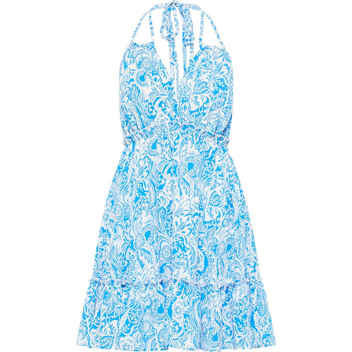 Neckholder-Minikleid mit floralem Muster
