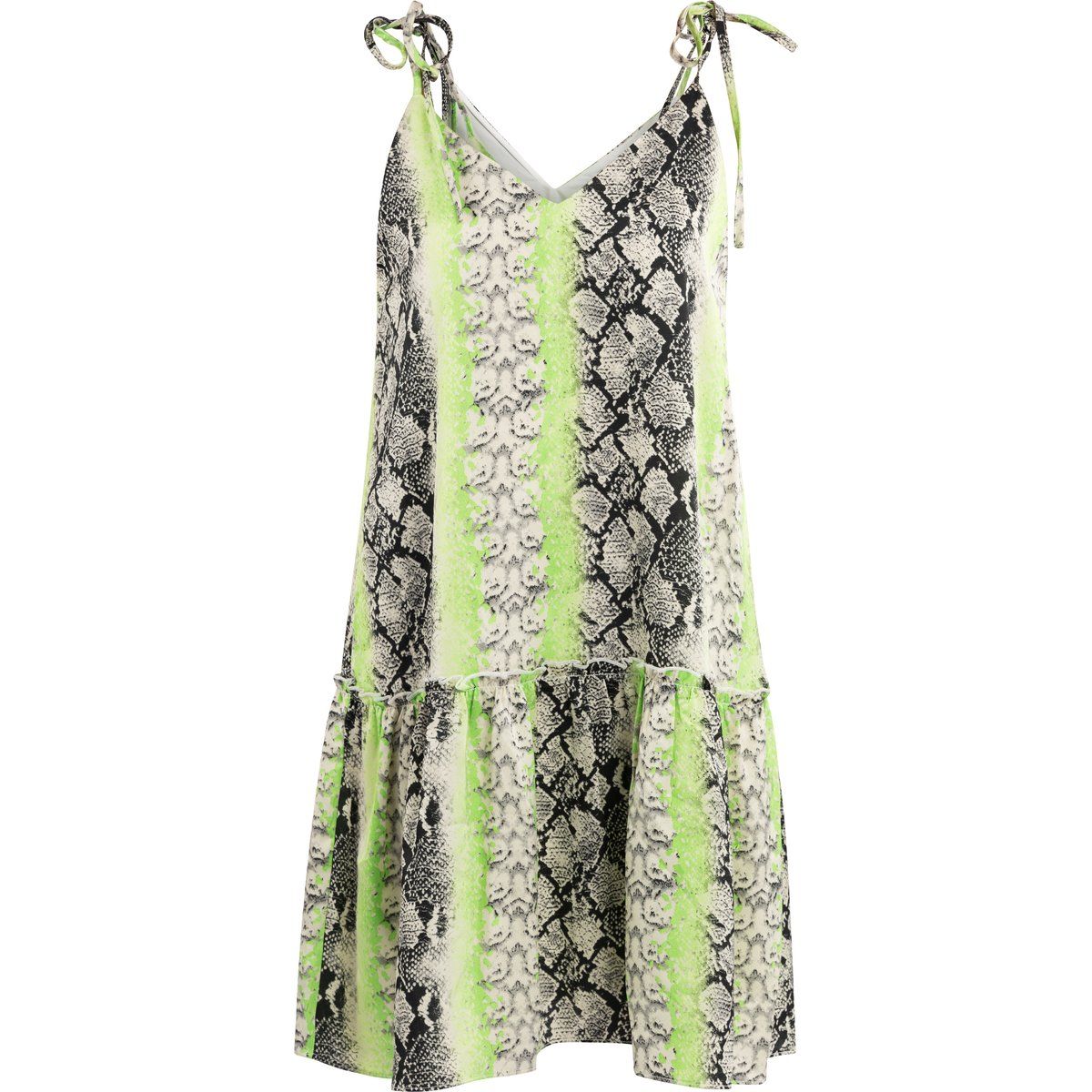 Mini-Kleid mit Schlangenprint und Rüschen