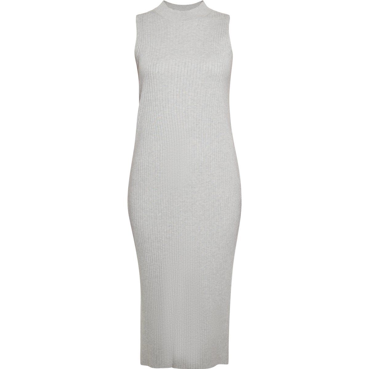 Ärmelloses Midi-Strickkleid mit Rippenstruktur