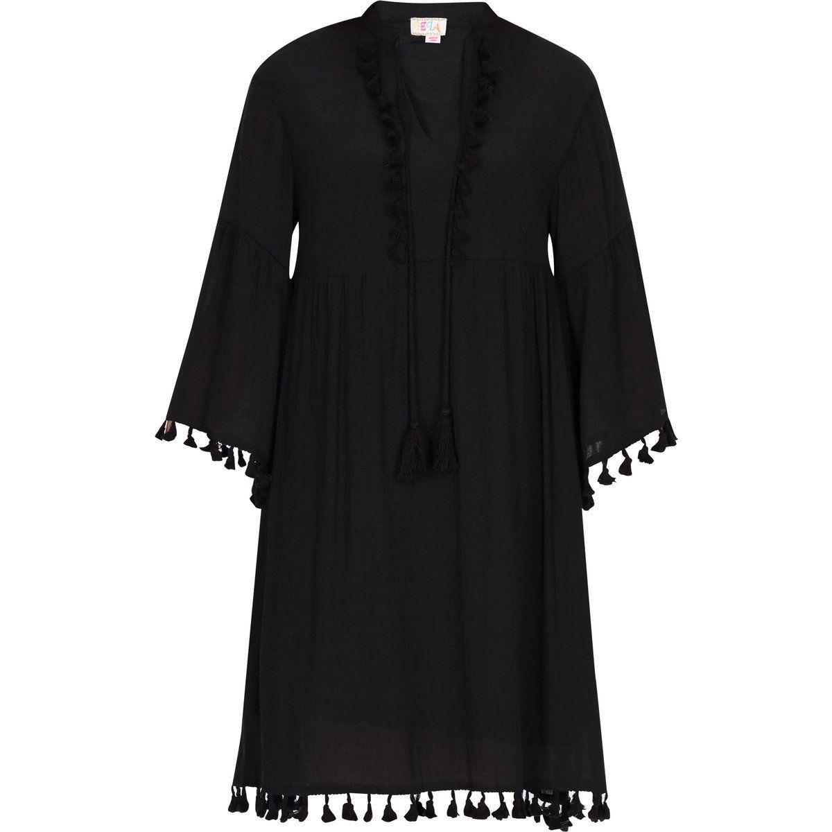 Gerüschtes Boho-Minikleid mit Quasten