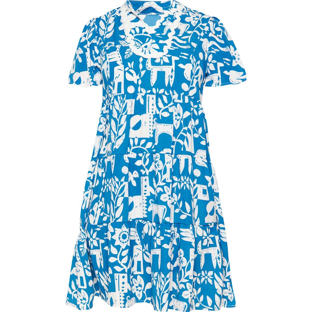 Gestuftes Minikleid mit Folkloremuster
