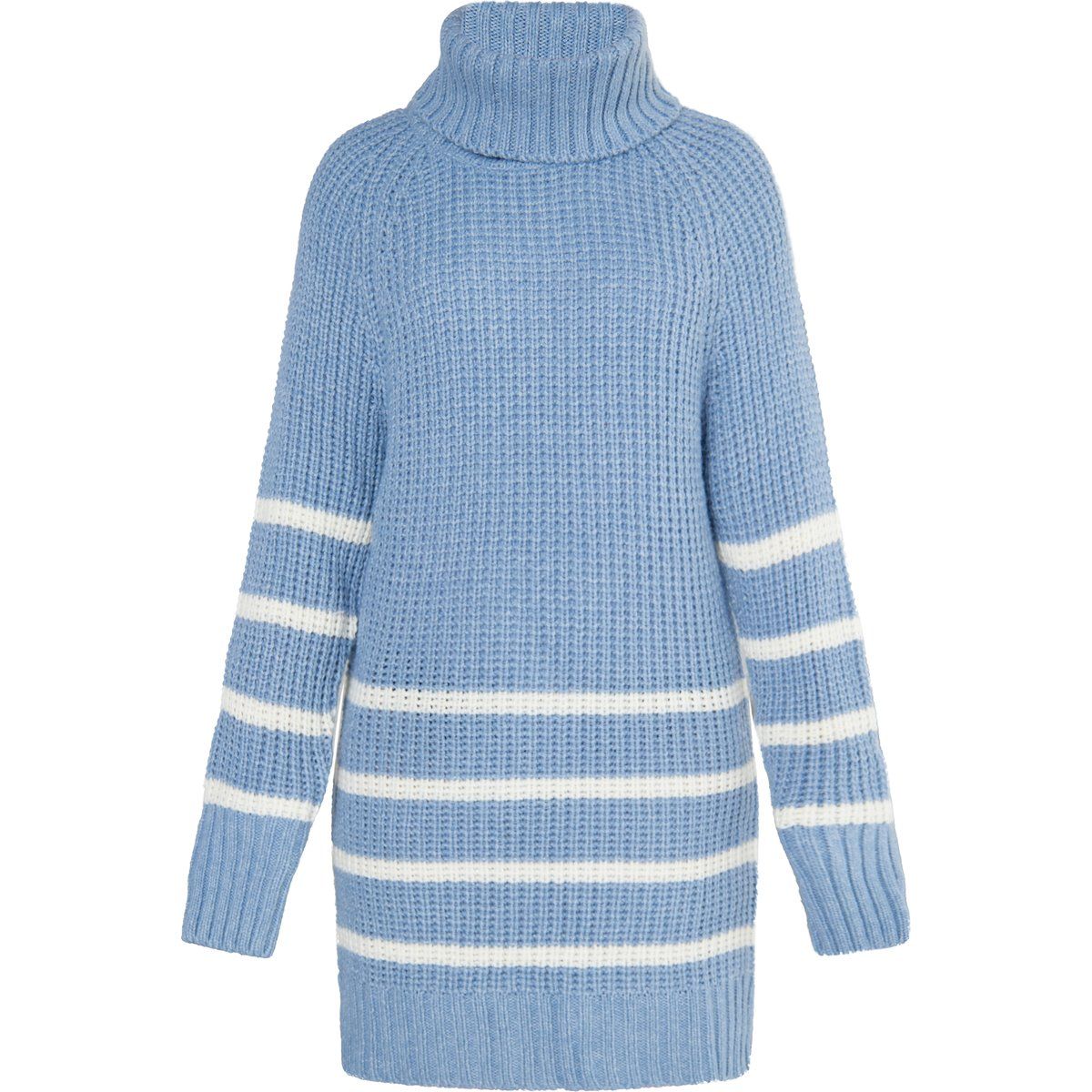 Langer Rollkragenpullover mit Streifen