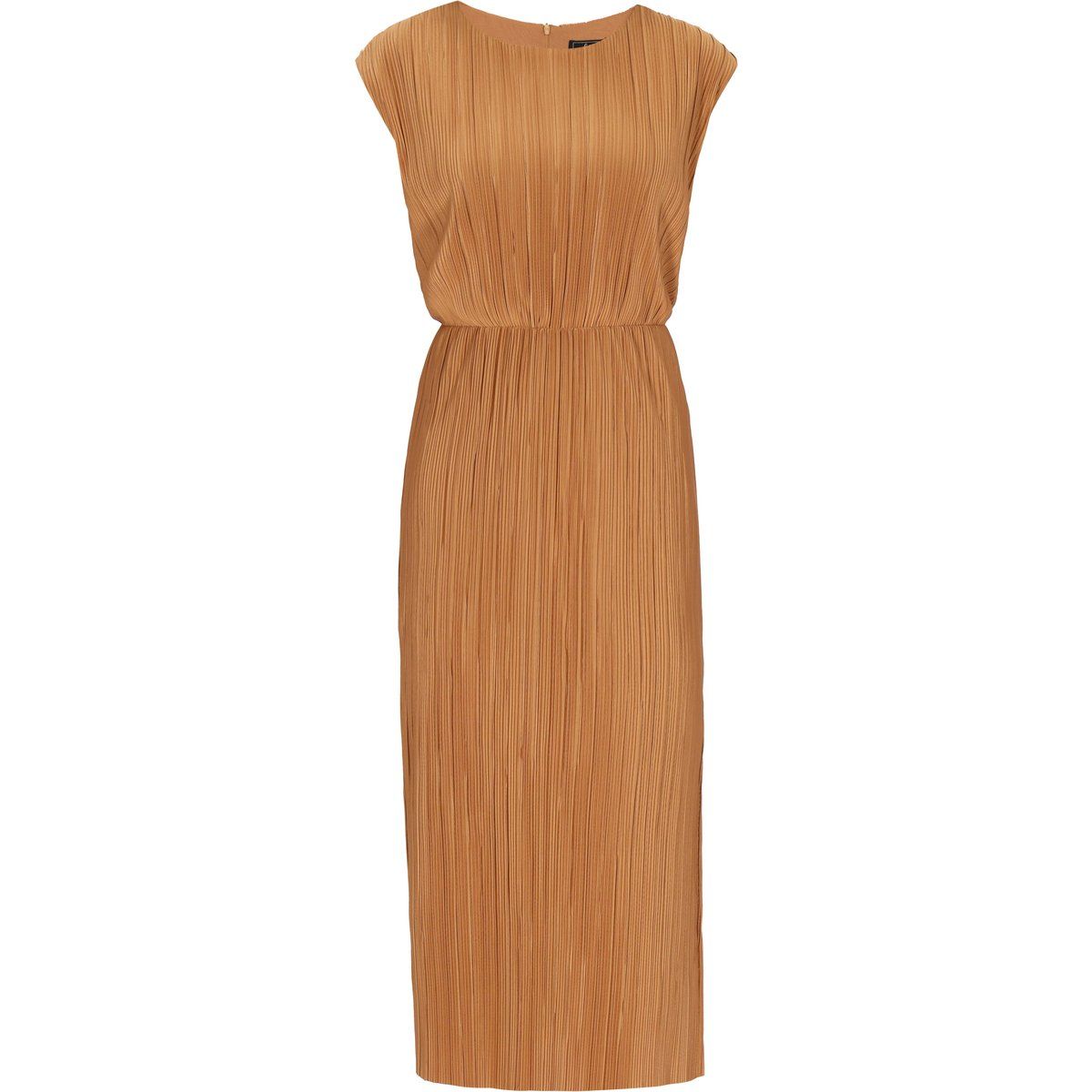 Elegantes Plissee-Midikleid in Camel