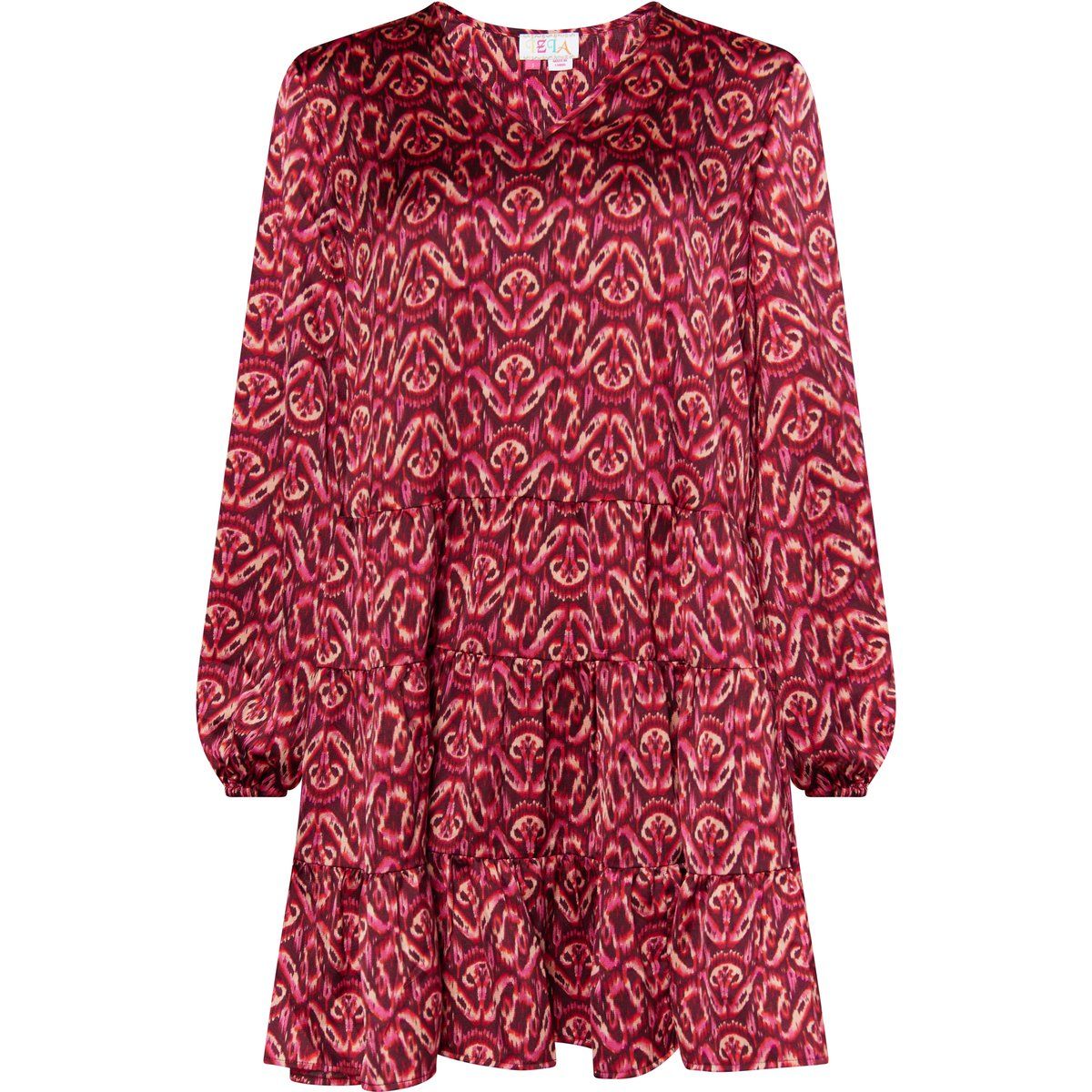 Gestuftes Minikleid mit Ikat-Print