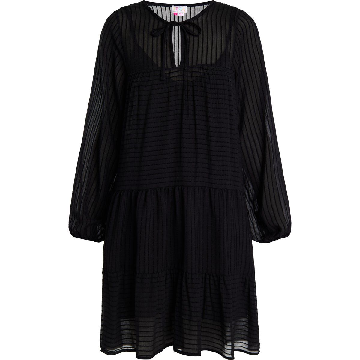 Gestuftes Midikleid mit Streifenstruktur
