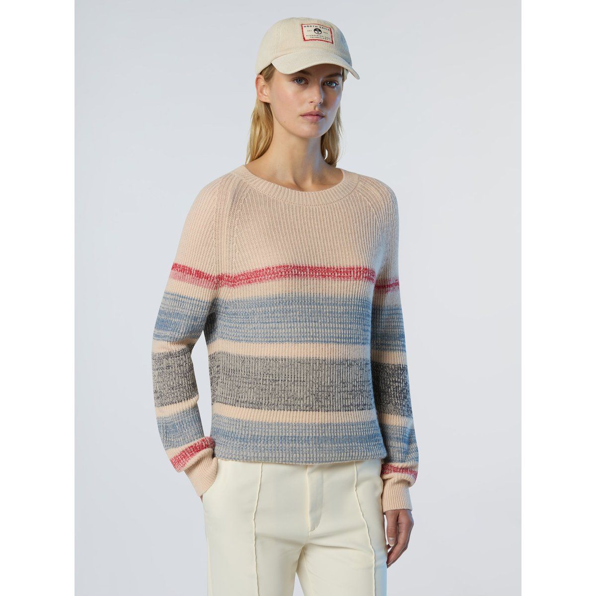 Gestreifter Raglan-Pullover aus Alpakamischung