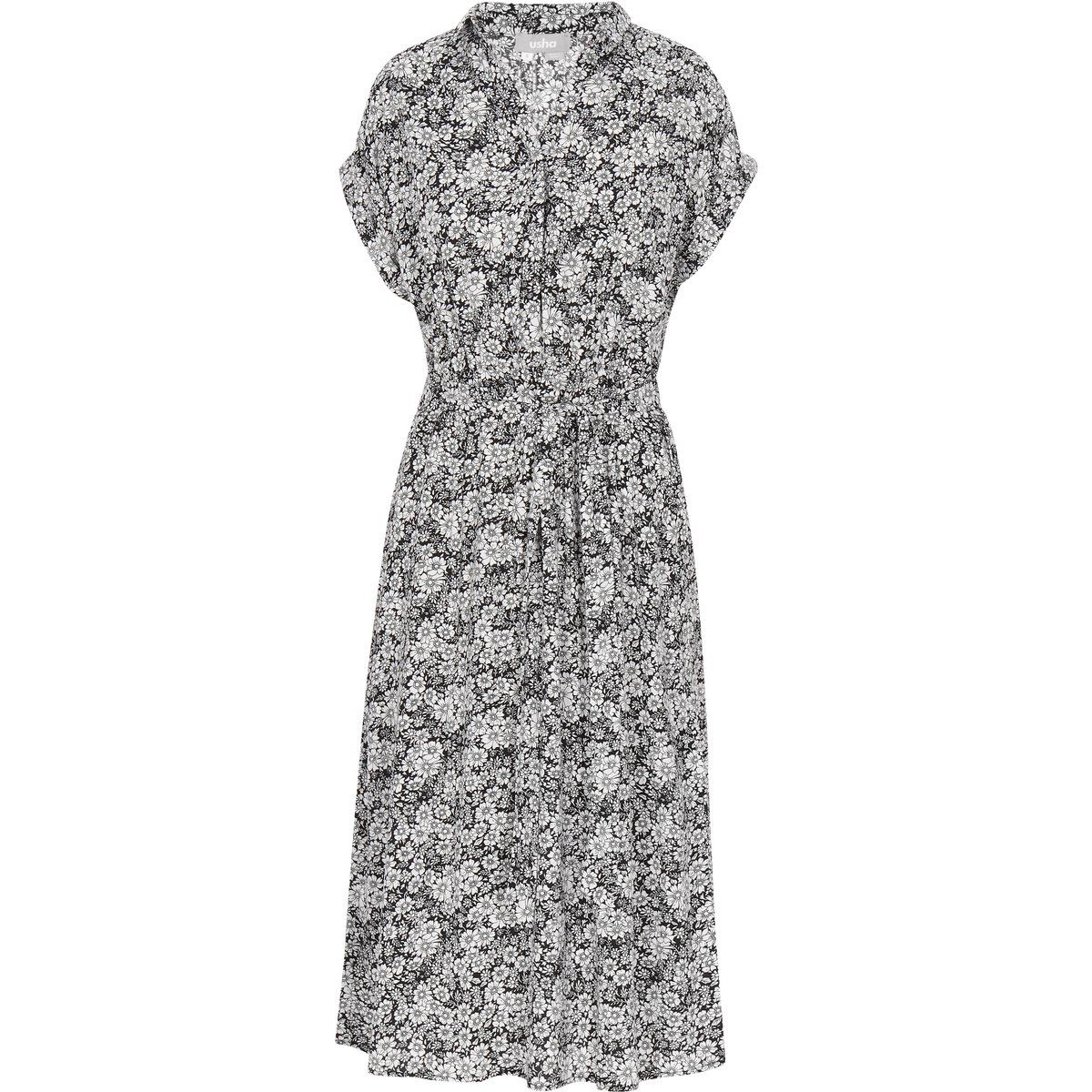 Midi-Hemdblusenkleid mit Blumenmuster