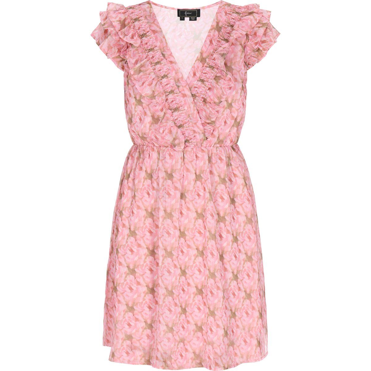 Mini-Chiffonkleid mit Rüschen und Blumenmuster