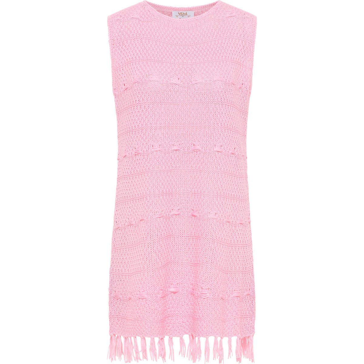 Strukturiertes Strickkleid mit Fransen