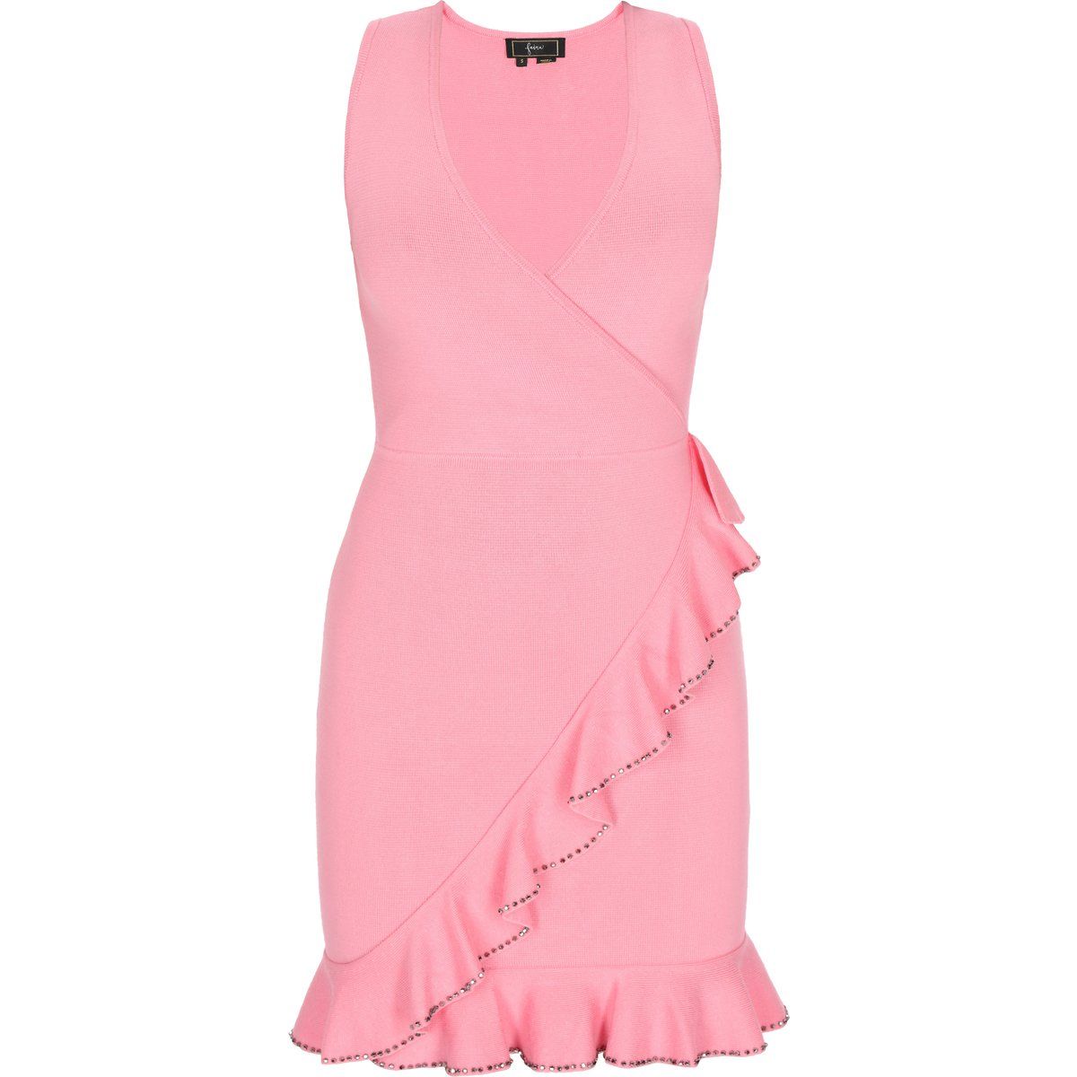 Kristallbesetztes Wickel-Minikleid mit Rüschen