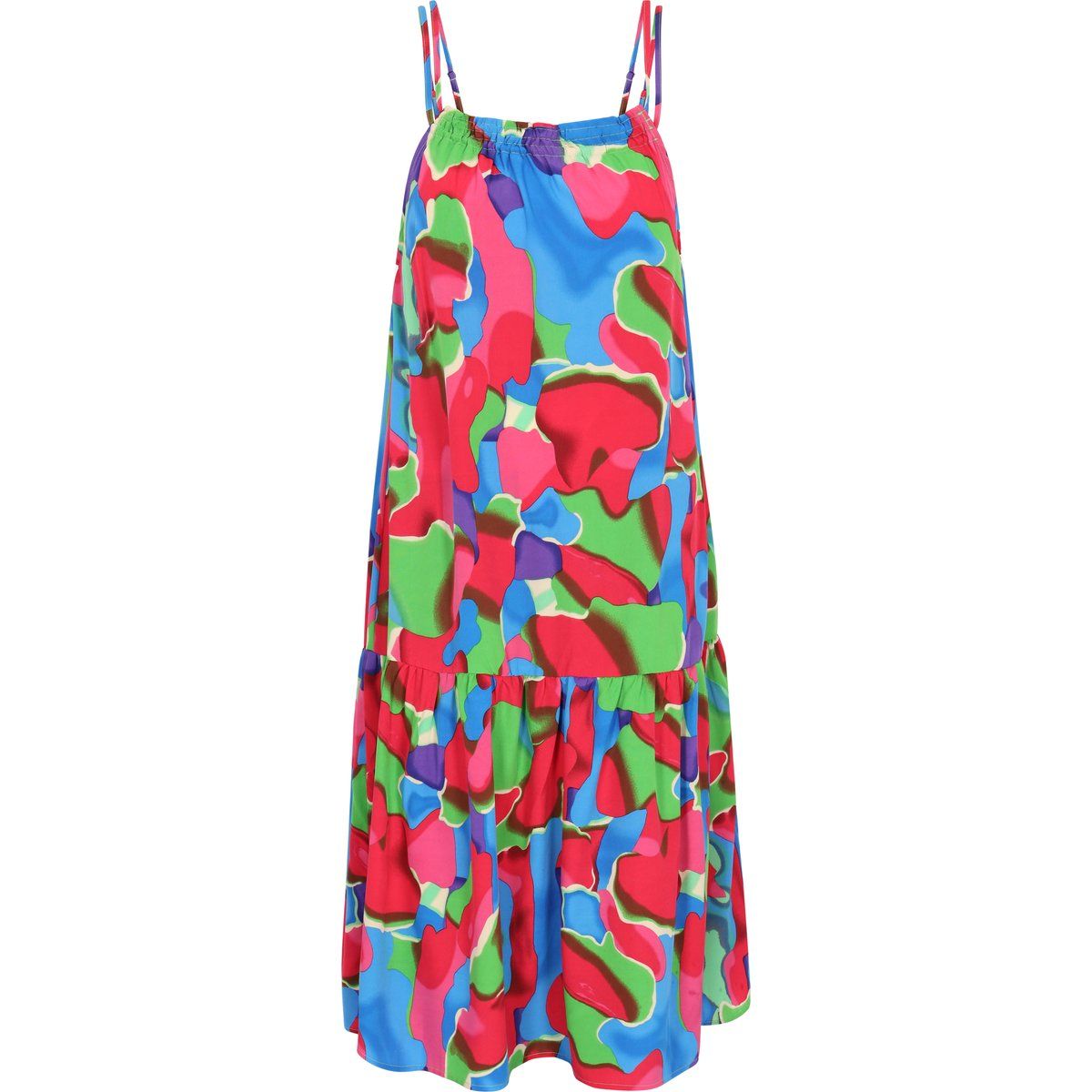 Farbenfrohes Maxikleid mit abstraktem Muster