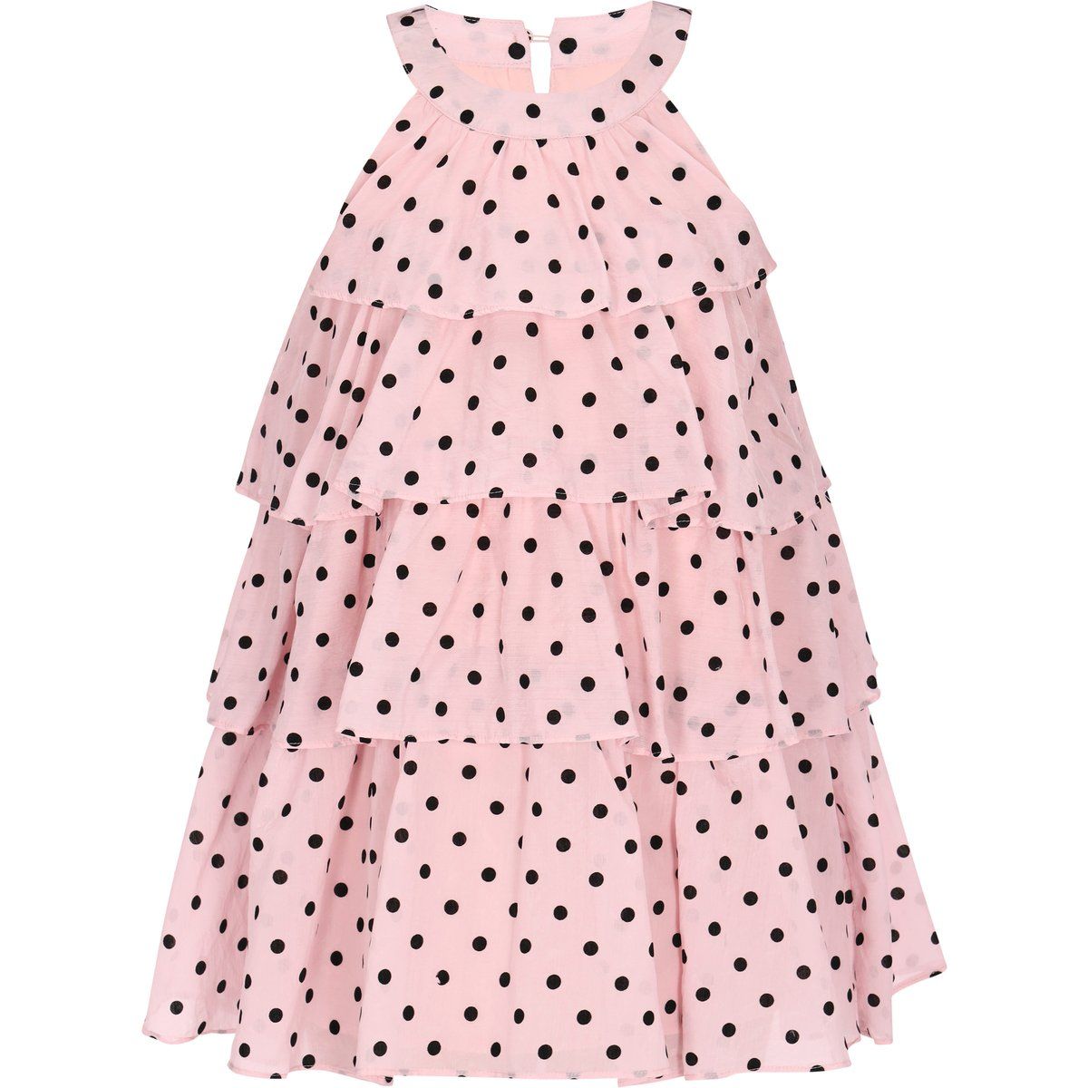 Gestuftes Polka-Dot-Halter-Minikleid