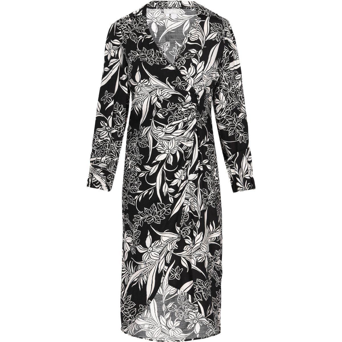 Florales Wickel-Midikleid mit Laternenärmeln