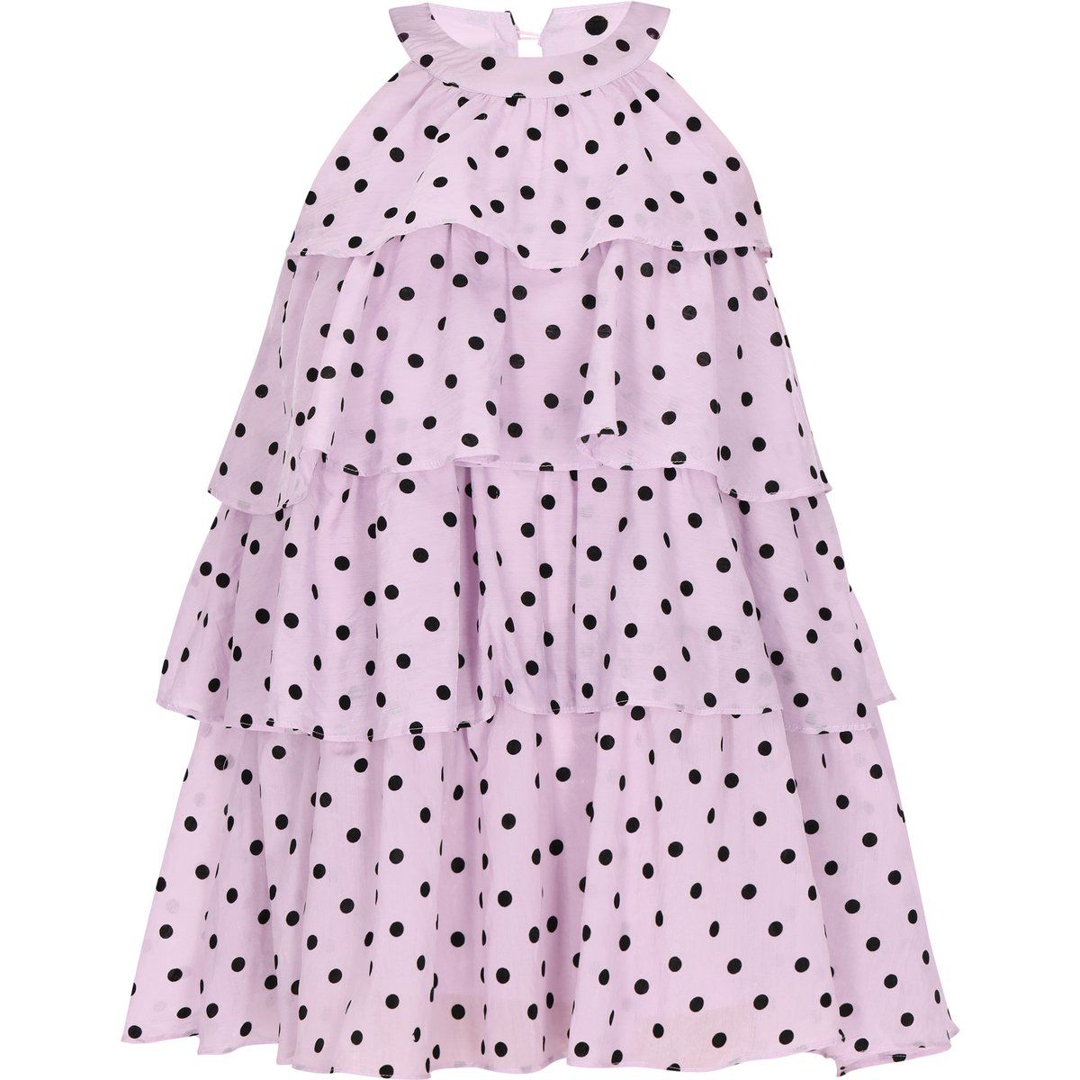 Gestuftes Halter-Minikleid mit Polka-Dots