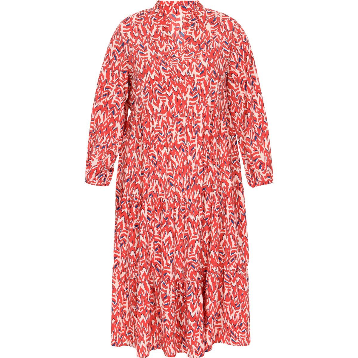 Gestuftes Midikleid mit abstraktem Print