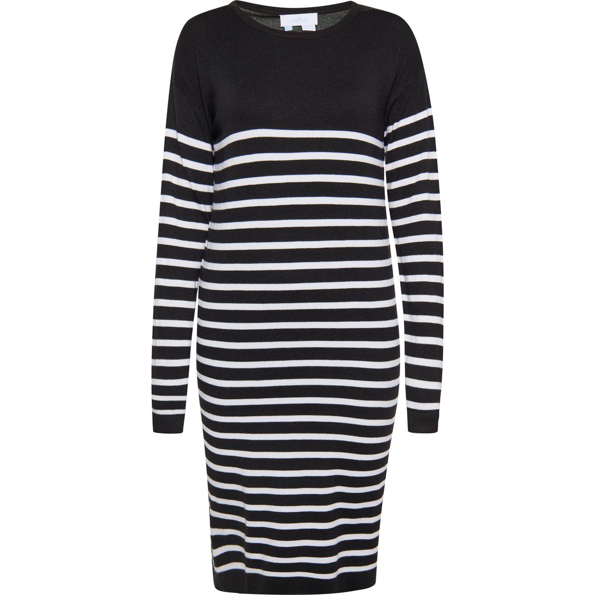 Gestreiftes Strick-Midi mit Langarm