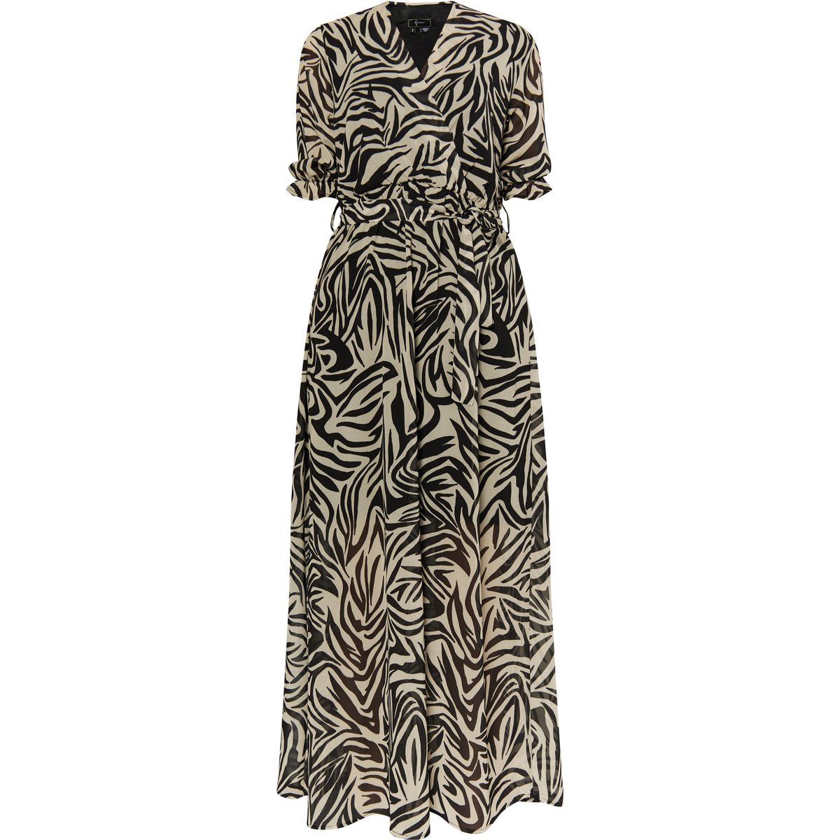 Maxikleid mit Zebra-Print und Wickeloptik