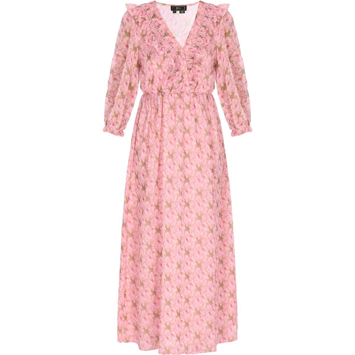 Florales Chiffon-Maxikleid mit Rüschen