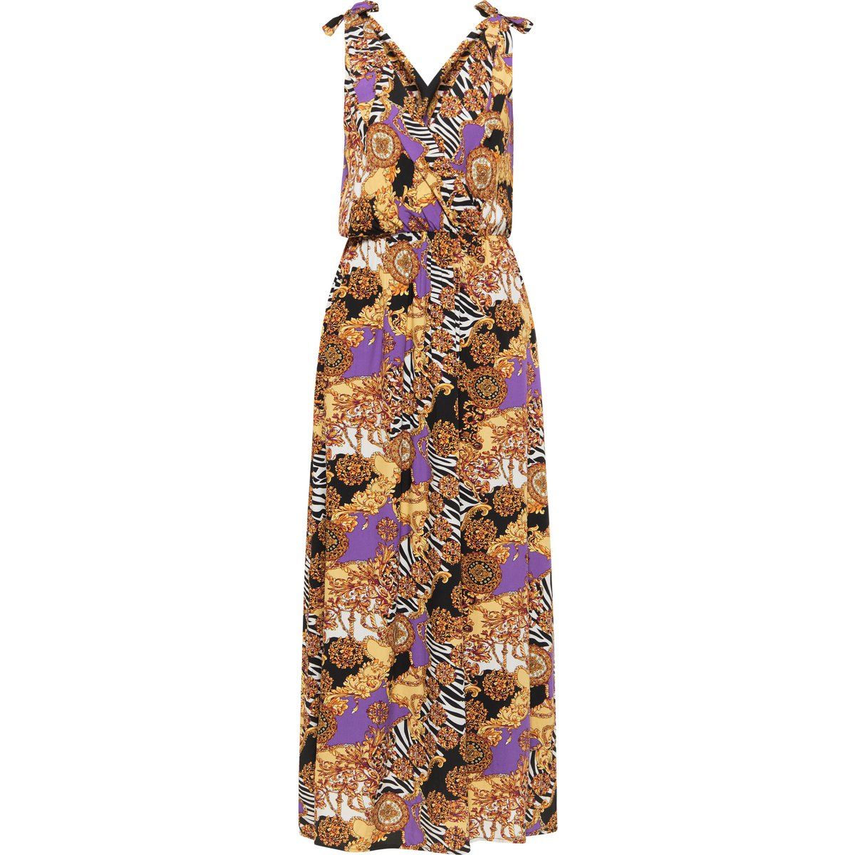 Glamouröses bedrucktes Wickel-Maxikleid