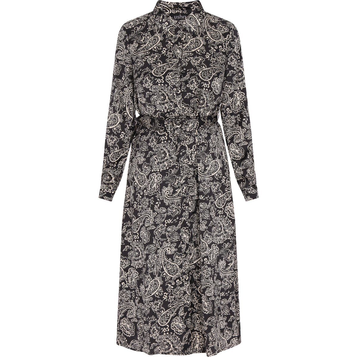 Midi-Hemdblusenkleid mit Paisley-Muster
