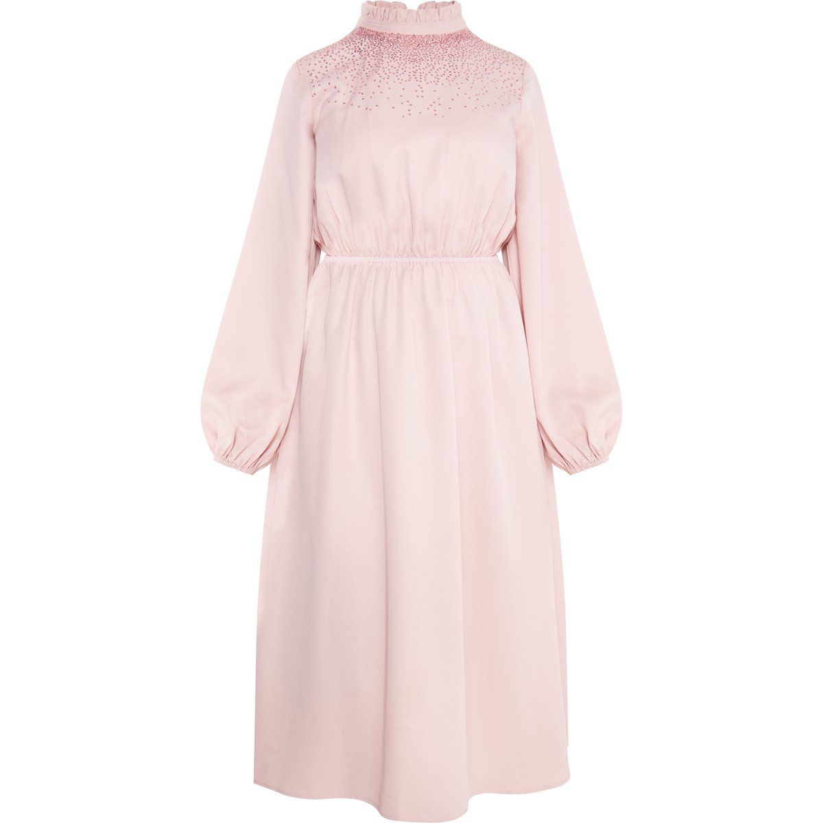 Midikleid mit Pailletten-Rüschenkragen