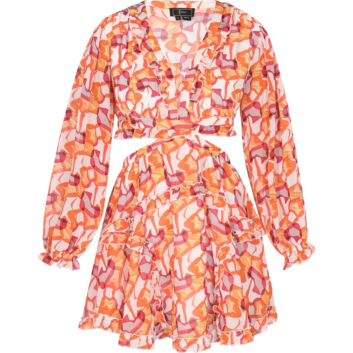 Minikleid mit Cut-Outs und Rüschen