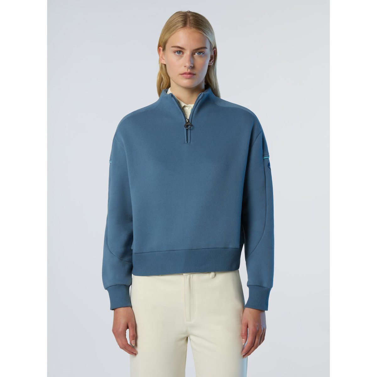 Fleece-Sweatshirt mit Viertel-Reißverschluss