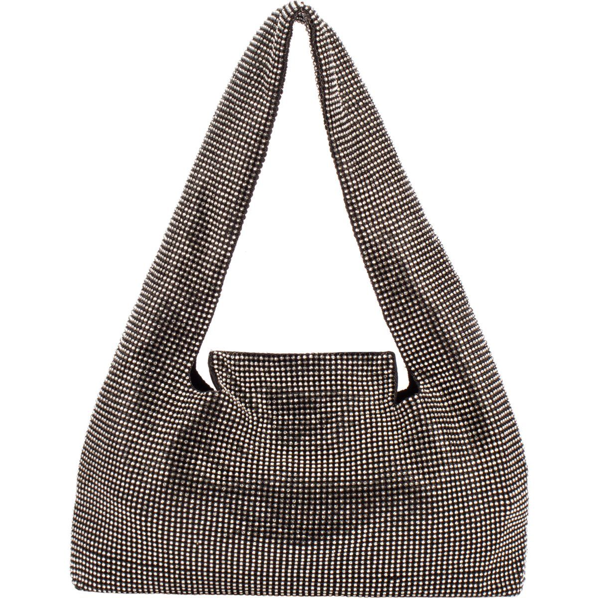 Schultertasche mit Strassbesatz und Netzoptik