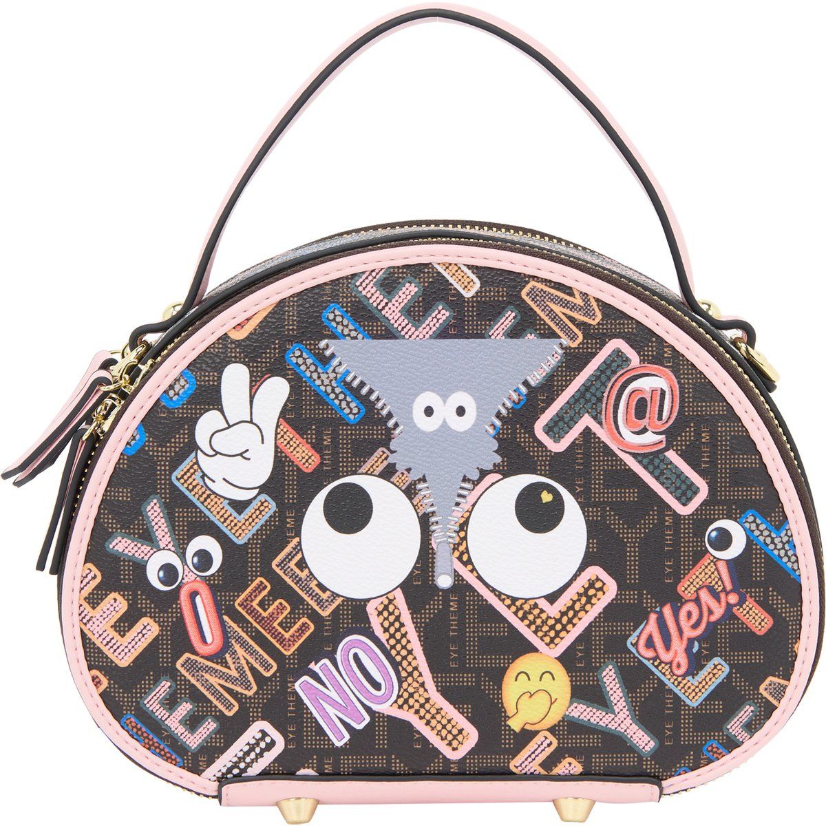 Runde Handtasche mit grafischem Print