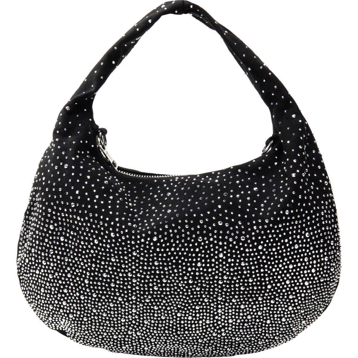 Kristallbesetzte Hobo-Tasche mit Glanz-Effekt