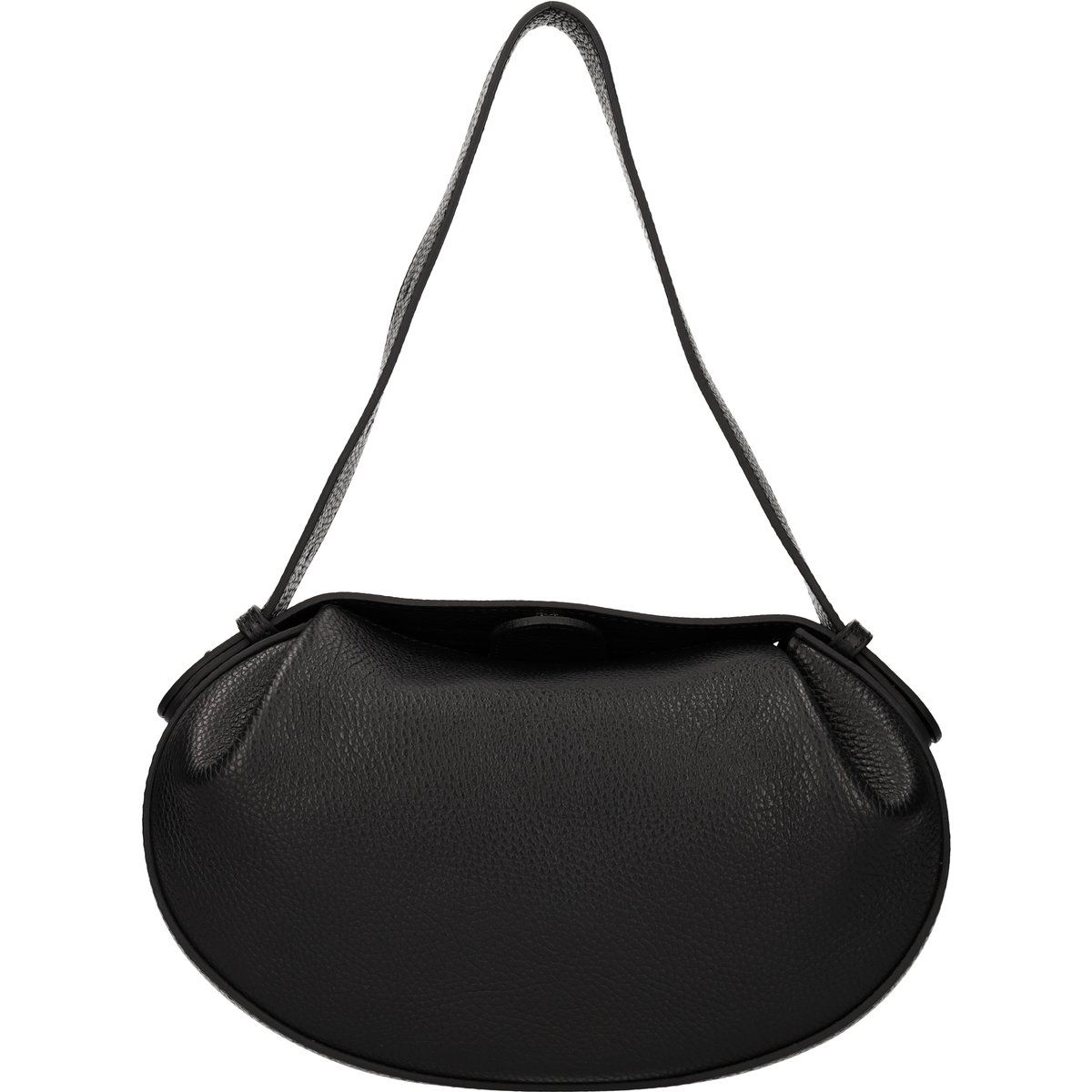 Halbrunde Handtasche aus genarbtem Leder