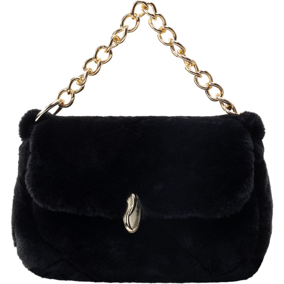 Schultertasche aus Kunstfell mit Kette