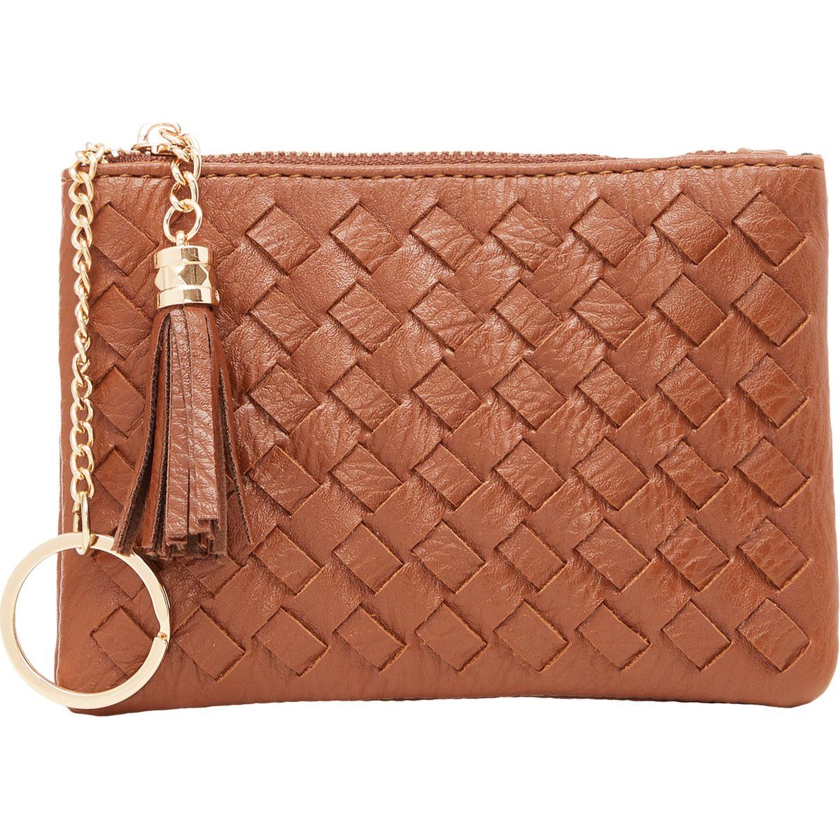 Geflochtene Kunstledertasche mit Quaste