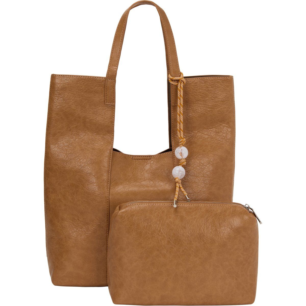 Strukturiertes Shopper-Set aus Kunstleder