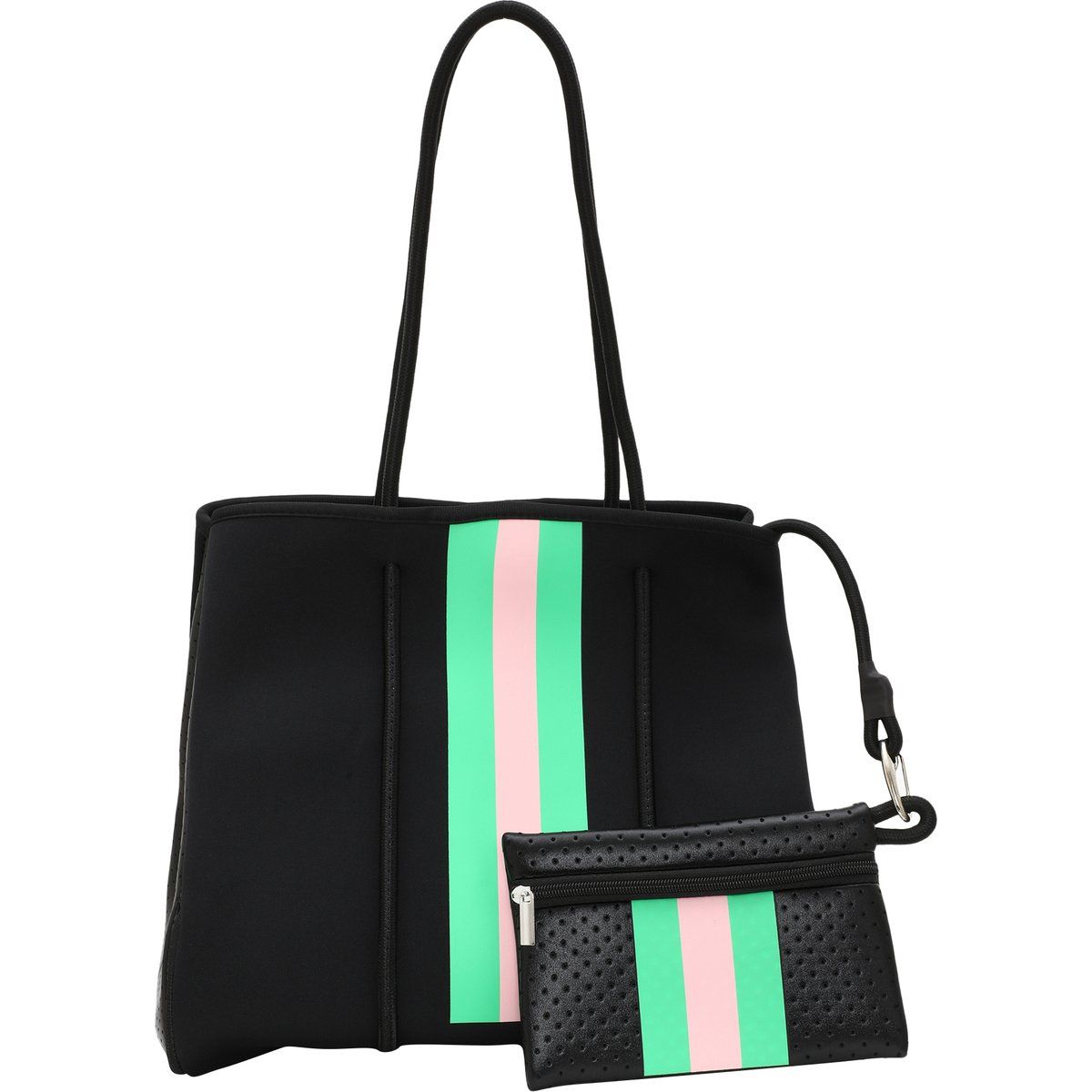 Perforierter Neopren-Shopper mit Streifen