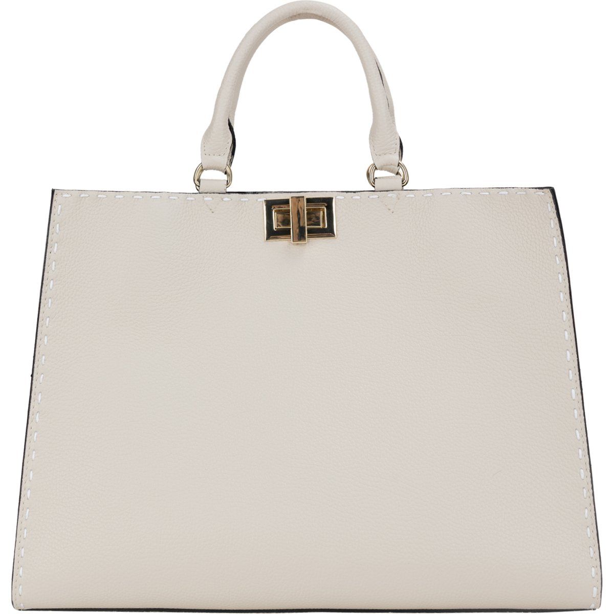 Trapez-Ledertasche mit Drehverschluss