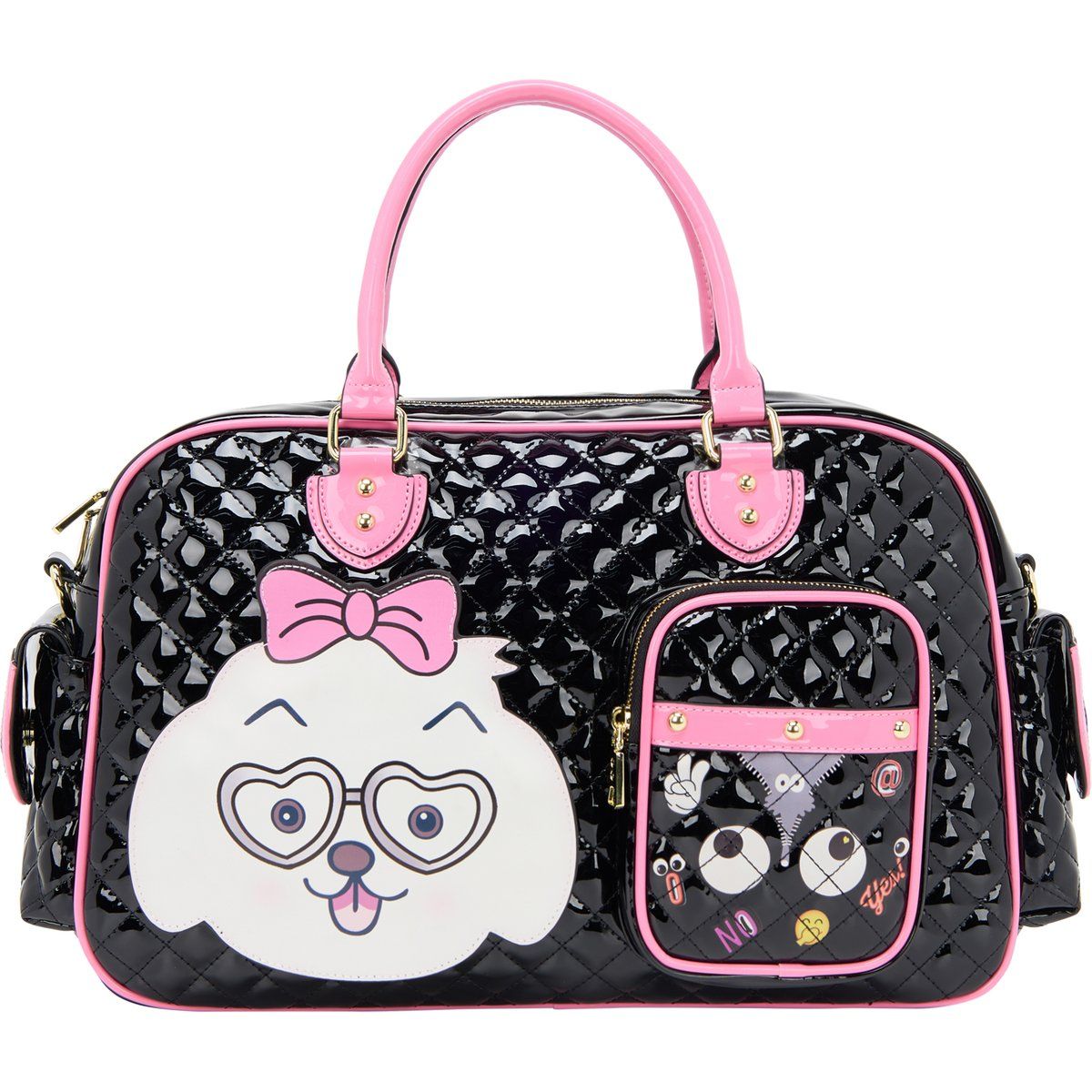 Gesteppte Handtasche mit Cartoon-Grafiken