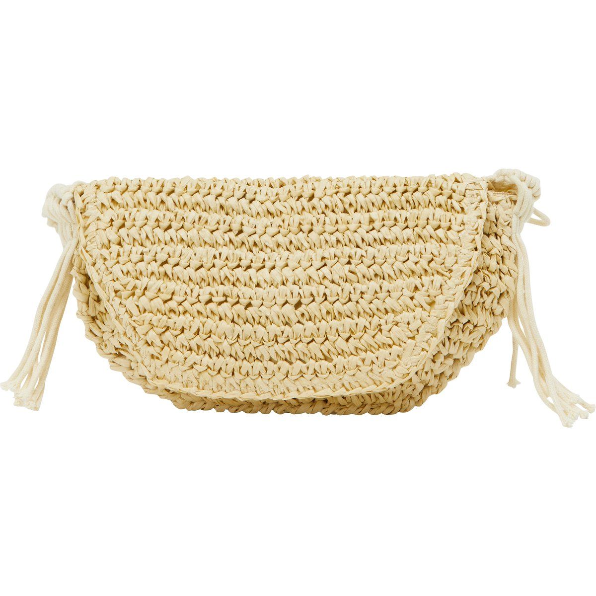 Gewebte Basttasche mit Makramee-Riemen